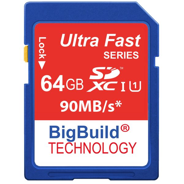 64GB 90MB/s Memory Card For Canon EOS 77D camera, Class 10 SD SDXC