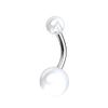 Navel Belly Barbell Button Ring Threaded Solid White Pearl Ball Piercing