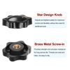 sourcing map 4pcs Star Knobs M6 Female Thread 32mm Head Plastic Non-Through Hole Brass Screw-in Clamping Handles Threaded Hand Knobs, Black