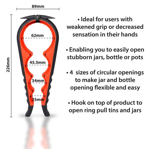 Aidapt Multi Near Universal Anti Slip Jar and Bottle Opener with Ring Tag Pull to Aid The Opening of Most Jars and Bottles Even with a Weakened Hand Grip or Arthritis
