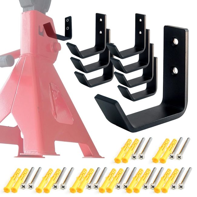 Aucuqu 8 Packs Jack Stands Wall Mount Organizer, Heavy Duty Stainless Steel Holder Hook Fits 2 & 3 & 4 Ton Jack Stands