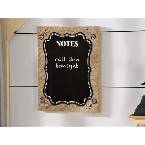 Decorative Chalkboard with Burlap, Swirls and Scroll Edges - Pretty Office Decor