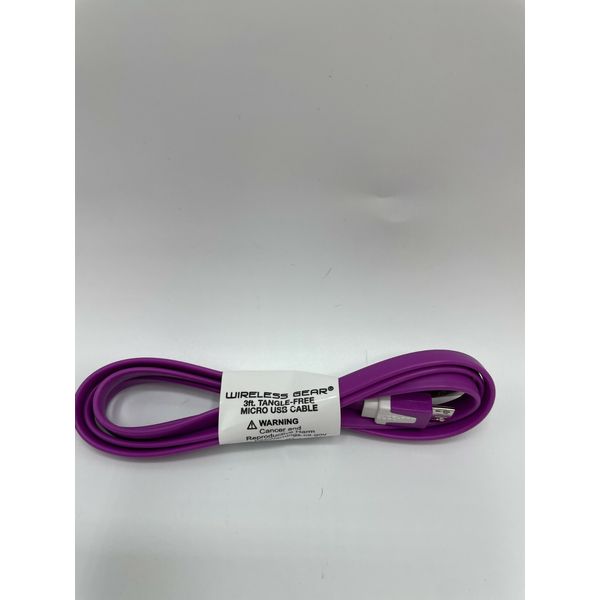 Wireless Gear 3ft. Micro Sync & Charge Cable Tangle Free Cord, Purple