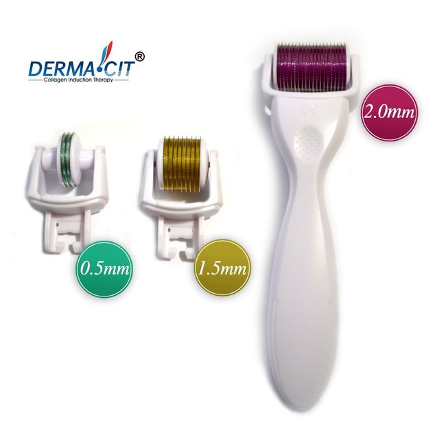 DERMA-CIT® 3-In-1 Kit Derma Roller Titanium 180/600/1200 Needles (0.5-1.5-2.0mm)