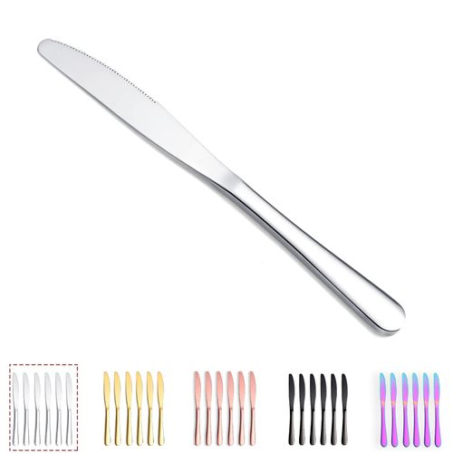 Kyraton Dinner knifes 6 Pieces, Stainless Steel 22.8 cm Steak Knives Set Table Knives, Flatware Butter knife Knives Set Silverware Set, Cutlery Set, Dishwasher safe.