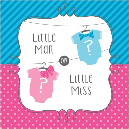 Creative Converting 16 Count 3 Ply Bow or Bowtie? Lunch Napkins, Pink/Blue