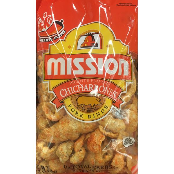 4oz Mission Chicharrones Pork Rinds, Picante Flavor (Pack of 2)