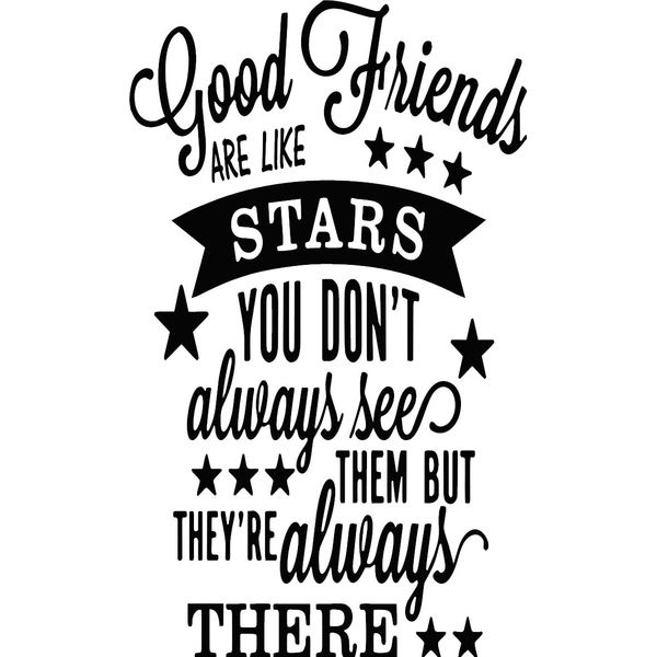 Good Friends are Like Stars You Don't Always See Them But They're Always There Quote Wine Bottle Vinyl Decal Sticker for Car/Window/Wall (Black Gloss)