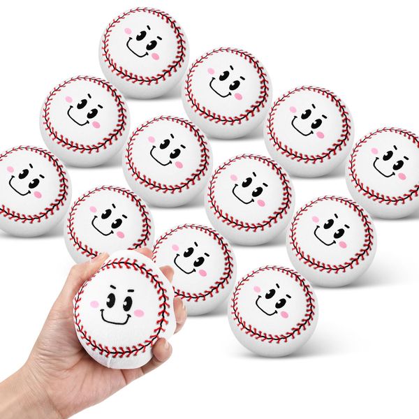 Poen 12 Pcs Christmas Baseball Toys Baseball Party Favors Plush Stuffed Mini Soft Cute Smiling Face Baseball Thanksgiving Christmas Birthday Baseball Fans Club Gift Sports Party Decorations