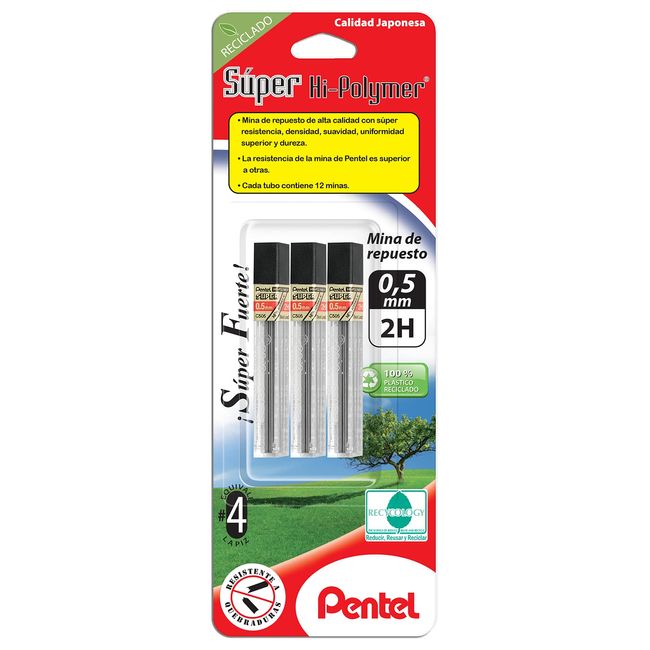 Pentel Super Hi-Polymer Lead Refill, 0.5mm, Fine, 3B, 144 Pieces of Lead (C505-3B)