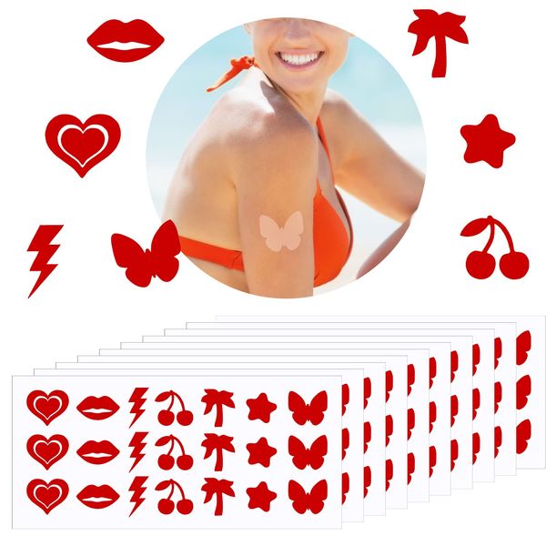 210 Pieces Tanning Sunbathing Stickers Body Stickers for Tanning Self Adhesive Tanning Stickers Heart Lips Tan Stickers Cherry Tree Sticker Tattoos for Tanning Beds Tanning Salon Supplies, 7 Styles