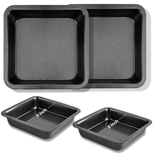 Lainballow 4 Pcs 8x8 Square Cake Pan, Carbon Steel Brownie Pans, 8 Inches Baking Pan for Baking Roasting Serving, Nonstick Cake Baking Pan for Cakes Lasagna Brownies