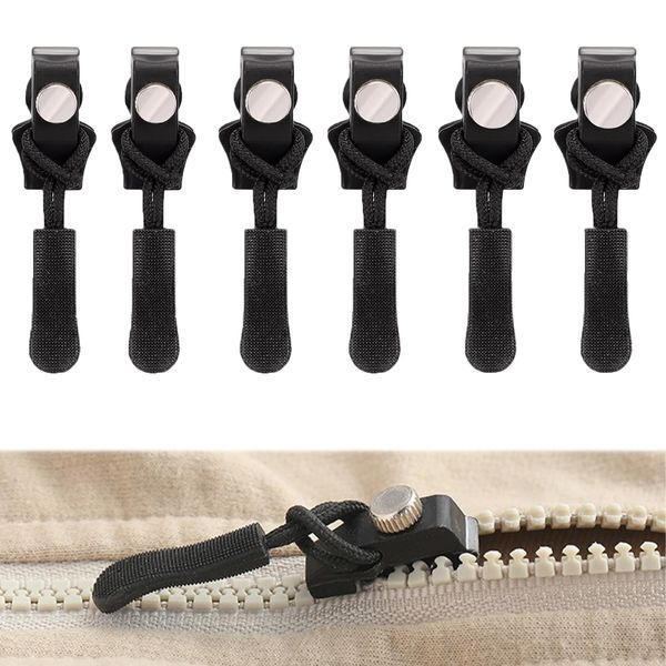 6PCS Zipper Repairer, Universal Instant Fix Zipper Slider Repair Replacement Spare Zip Kit Mini Restorer Coil Removable Zipper Puller, Zipper Fix Sliding Teeth Screw Head for Luggage Backpacks Clothes