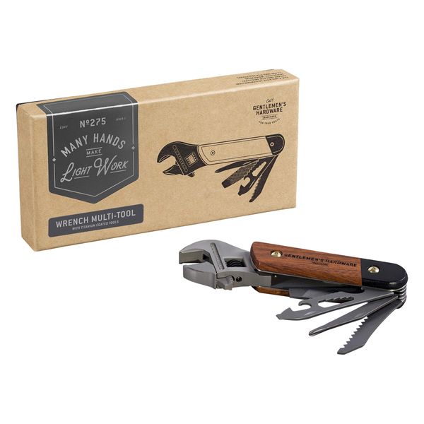 Gentlemen's Hardware 9-in-1 Wrench Multi-Tool, GEN275, Brown