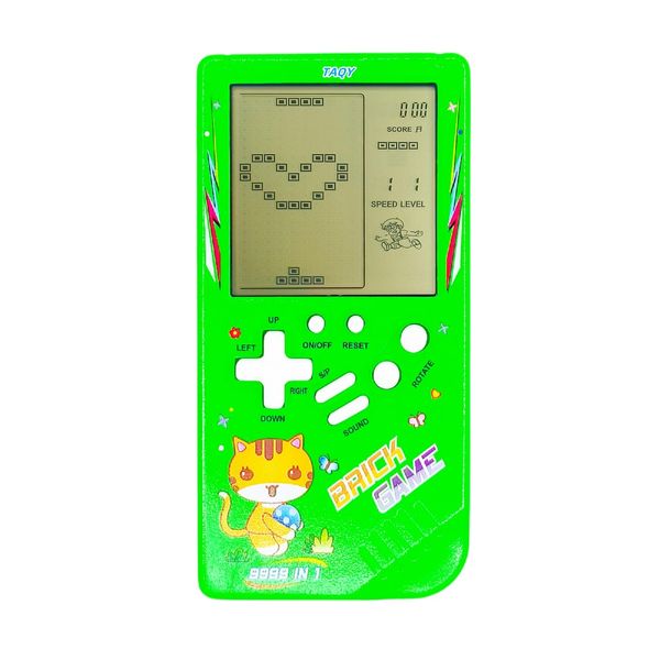 TAQY Cute Cat Pattern Block Game Console 23 Brick Games Racing/Tank Battle Retro Mini Game Machine Children's Game Console 70/80/90's Nostalgic Gifts Puzzle Toy Handheld Portable Game Device (Green)