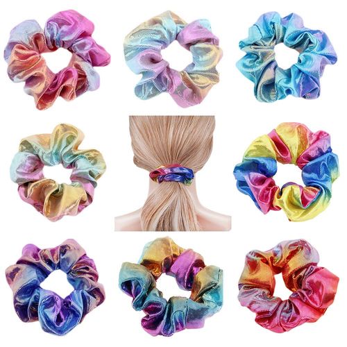 Pack of 10 Elastic Chiffon Hair Scrunchies, Satin Scrunchies for Women Hair Colourful Hair Band Hair Jewellery Rainbow Hair Bands for Girls Ladies Women Ponytail