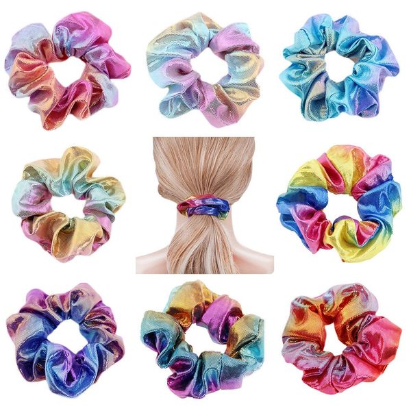 10 Stück Elastisches Chiffon Haargummi Scrunchies，Satin Scrunchies für Damen Haare Bunte Haarband Haaschmuck Regenbogen Haarbände，für Mädchen Damen Frauen Pferdeschwanz