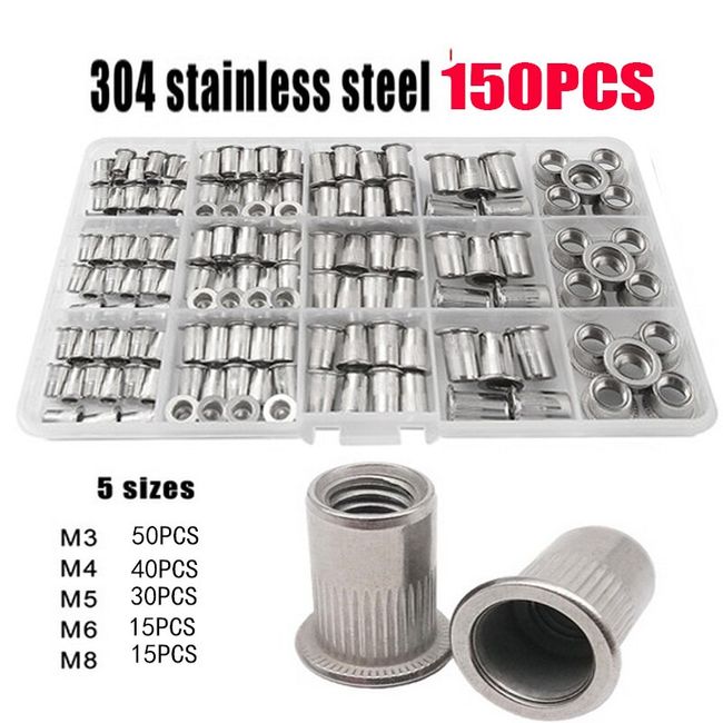 Ecrous rivets aluminium 150 pièces