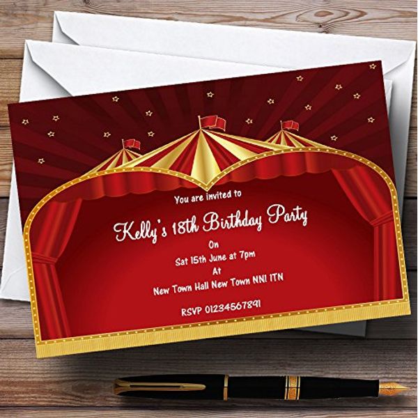 Fingerprint Designs Carnival Circus Tent Personalised Party Invitations