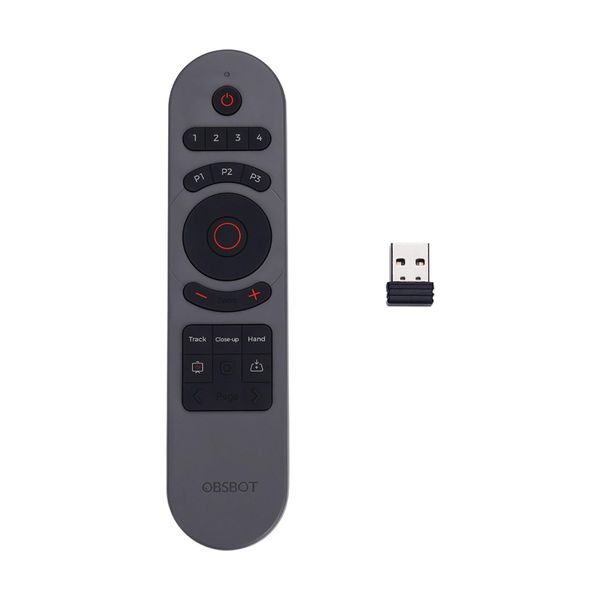 OBSBOT Tiny 2 Remote Control, Smart Remote for Tiny 2/Tiny 4K/1080P Webcam, Wireless Connection via USB Receiver, Combination of Remote Control and Presentation Clicker