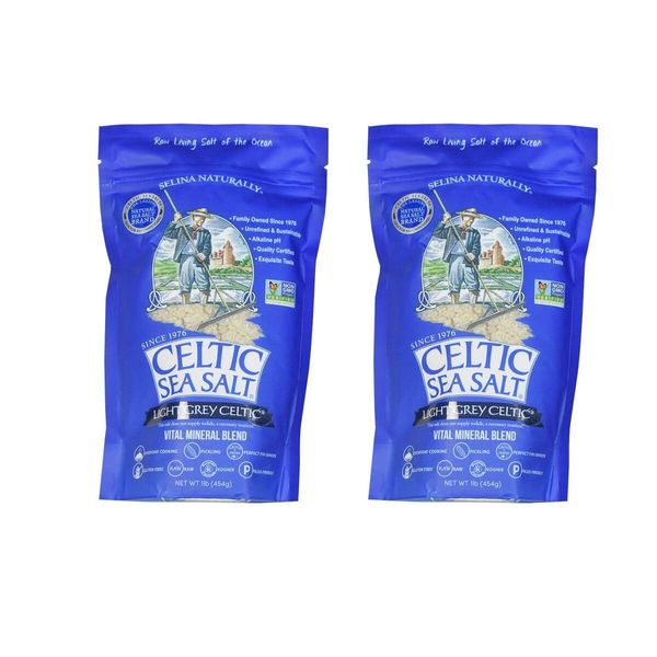 Light Grey Celtic Sea Salt Resealable Bags â€“ Additive-Free, Delicious Sea Salt, Perfect for Cooking, Baking and More - Gluten-Free, Non-GMO Verified, Kosher and Paleo-Friendly, 16 Ounce (Pack of 2)