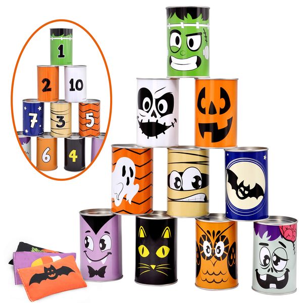 JOYIN 13 Pcs Halloween Carnival Can Bean Bag Toss Games for Kids & Adults Trick or Treat Decoration, Home Decor Party Favors Supplies, Homeschooling Backyard Game