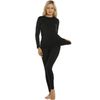ViCherub Womens Thermal Underwear Set Long Johns Base Layer Fleece Lined Cold Weather Soft Top Bottom Black 2XL