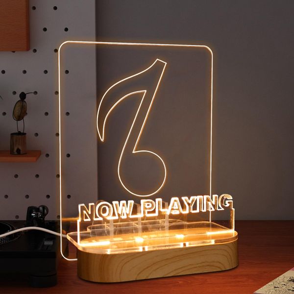 YuanDian Now Playing Vinyl Stand, Light up Now Spinning Record Stand, Wooden Acrylic Holder for Vinyl Album Display Storage, Vinyl Record LED Display Storage Collection Holder with USB Powered