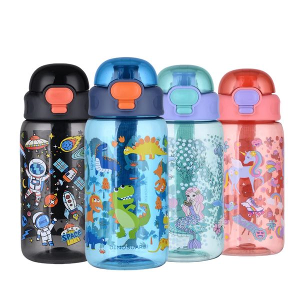 MHwan Trinkflasche Kinder, 600ml Robuste und Langlebige Dinosaurier Trinkflasche Kohlensäure geeignet Kinder, BPA-Frei, Trinkflasche Auslaufsicher Kinder, Süße Kinderflasche geeignet für Schule Reisen