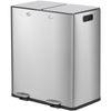 2×8 Gal Dual Trash Can Double Compartment Trash Garbage Can for Kitchen Silver