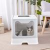 Top Exit Cat Litter Box with Tray Foldable Large Kitty Litter Boxes Toilet Clean