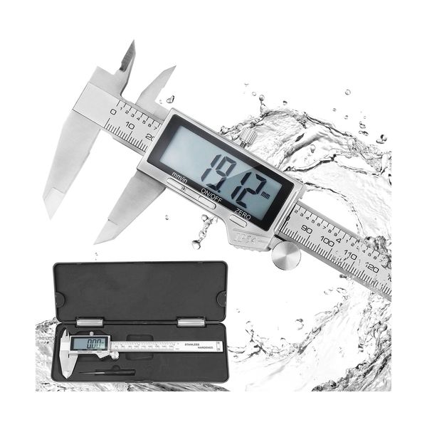 Digital Caliper, IP54 Waterproof Stainless Steel Caliper Measuring Tool, Vern...