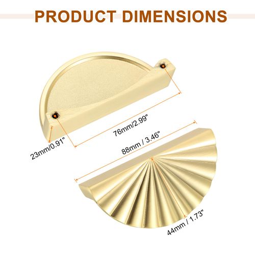 uxcell 2Pcs Cabinet Pull Handles, 3" Hole Center Zinc Alloy Modern Drawer Pulls for Kitchen Cupboard Dresser Cabinet Hardware, Gold