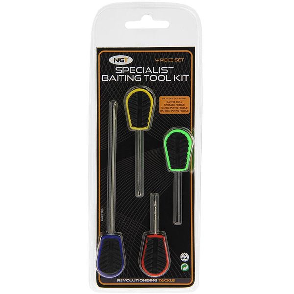 NGT Soft Grip Baiting Tool Set In Sleeve (4 Piece) - Green, One Size