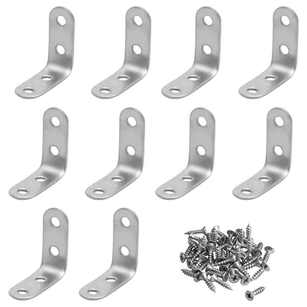 Small Brackets, 10Pcs Stainless Steel Right Angle Bracket, 40x40mm Small Shelf Brackets Angle Iron, Security Corner Brace, Wall Brackets for Wood Shelf Furniture Shelf Desk Y3LXZJ (40x40mm)