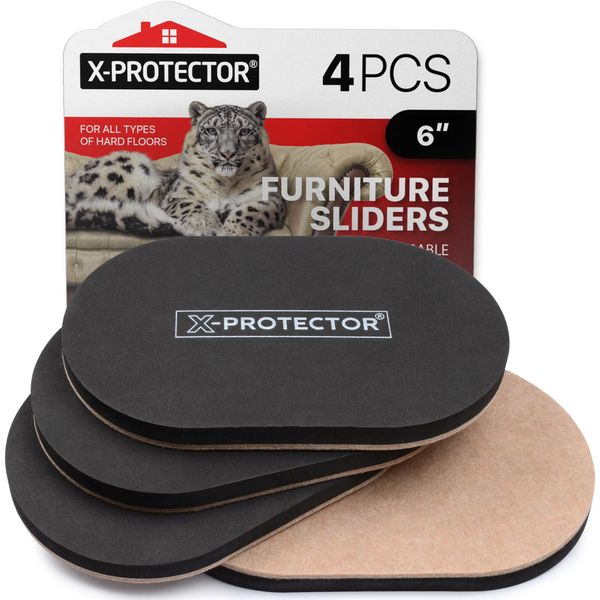 X-Protector Felt Furniture Sliders Hardwood Floors - 4 PCS 6" x 3 1/2" Furniture Sliders - Heavy Duty Felt Sliders Hard Surfaces – Move Your Furniture Easily & Safely!