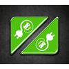 2 x 55mm Zero Emission Electric Plug Corner Number Plate Stickers - GLOSS DOMED
