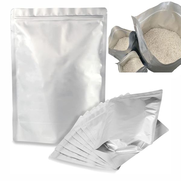 Rice Bin Storage Bags, Rice Bags, 10 Pieces for 11.0 lbs (5 kg), Rice, Vacuum Storage Containers, Rice Bags, Food Rice Box, Aluminum Bag with Zipper, Coffee Beans, Cereal, Nuts, Coffee, Tea, Zipper