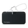 ThinOptics Reading Glasses 1.50 Clear Frames With Universal Pod Compact Case - Ultra-light Foldable Rectangular Glasses - Clip-on Nose - 1.50 Strength With Flex-Fit Technology