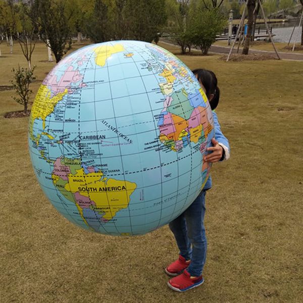 SWR 36 Inch PVC Inflatable World Globe, Blue - Educational Toy for Children and Adults