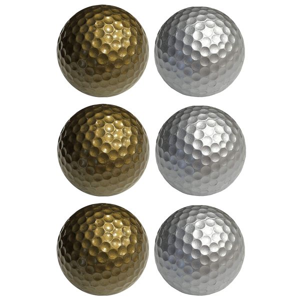 Infusion Miniature Golf Balls - Colored Mini Golf Balls - 6 Pack, 3 Gold and 3 Silver Color Balls