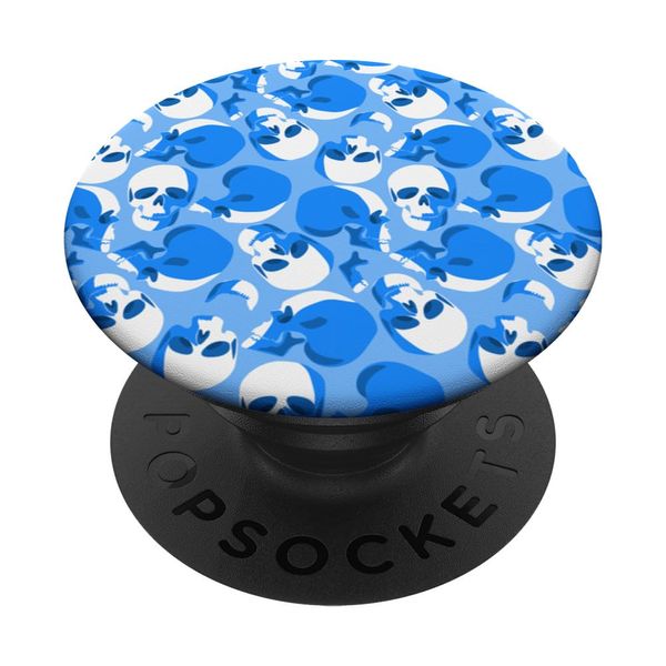 blue skull skeleton pattern print PopSockets Swappable PopGrip