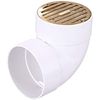 NDS 910B 4" Round Solid Grate with PVC Collar, Satin Brass 3 Pipe & 4 in. Drain
