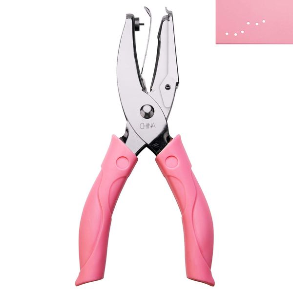 AIEX 1mm Single Round Paper Punch Puncher Hole Punch Hand Puncher with Pink Grip for Craft Paper (Small Circle)