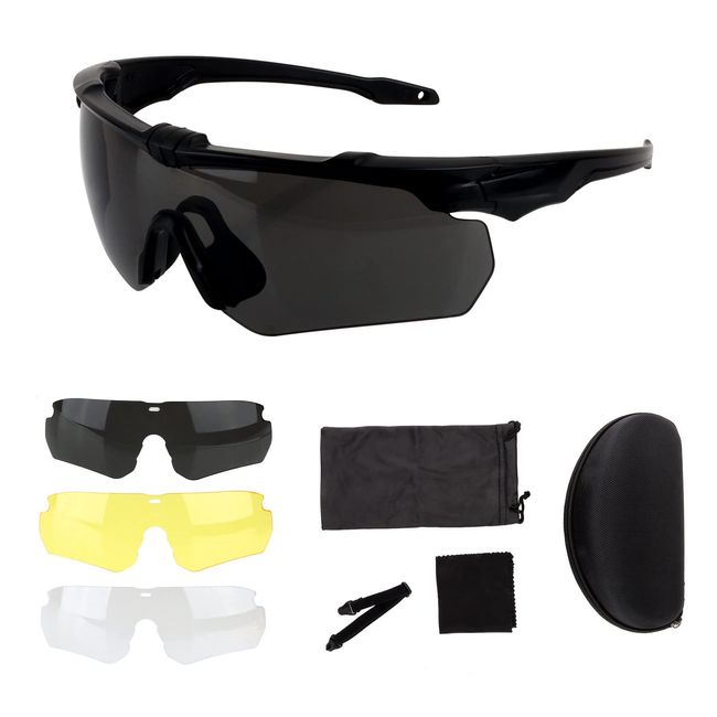 FOCUHUNTER Sportbrille Schutzbrille Anti-Fog-Brille, Brille, Autofahrerbrille Anti-UV400-Sonnenbrille Brille Männer & Frauen zum Radfahren, Wandern, Laufen, Lesen (Schwarzer Rahmen)