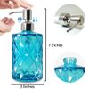 JASAI Diamond Design Soap Dispenser with 304 Rust Proof Stainless Steel Soap Pump, 12 Ounce Kitchen Soap Dispenser for Bathroom, Hand Soap, Dish Soap (Clear Blue) …