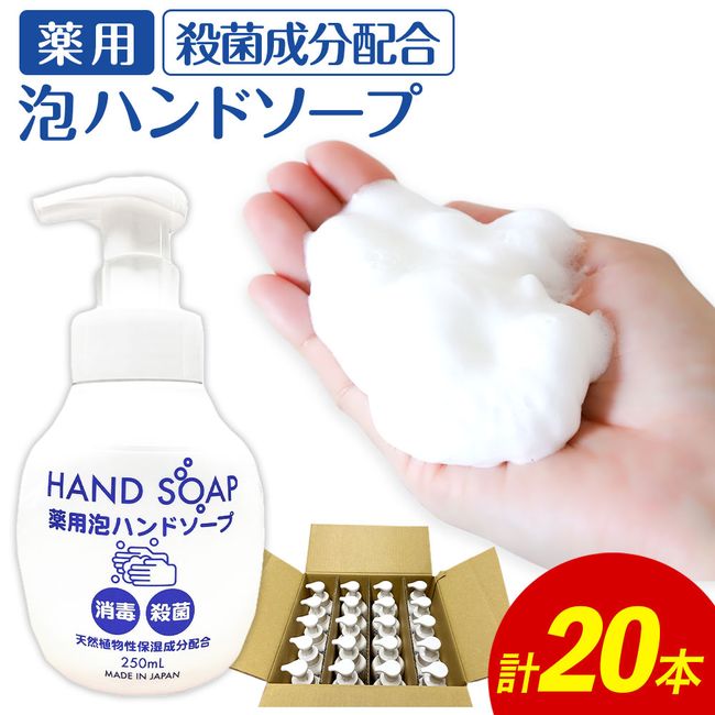 [Hometown Tax] [Limited Quantity] Medicated Foaming Hand Soap 250ml x 20 Hand Soap Hand Washing Cleaning Sterilization Disinfection Moisturizing Foam Type Soap Made in Japan Made in Kyushu Fukuoka Prefecture Kama City