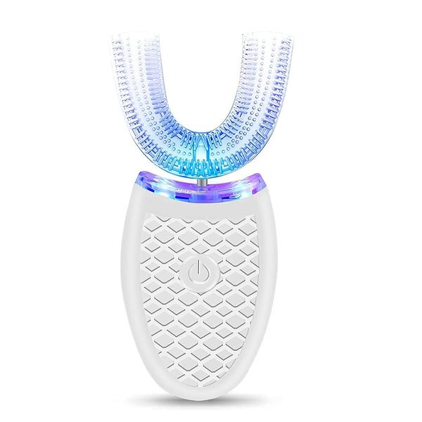 Ultrasonic Electric Toothbrush Adults, Automatic Toothbrush U Shaped Whole Mouth 360° Cleaning Teeth Whitening Hands Free Rechargeable IPX7 Waterproof