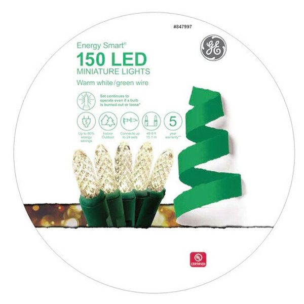 GE Energy Smart 150-Count 49.6-ft Warm White LED M5 Christmas String Lights