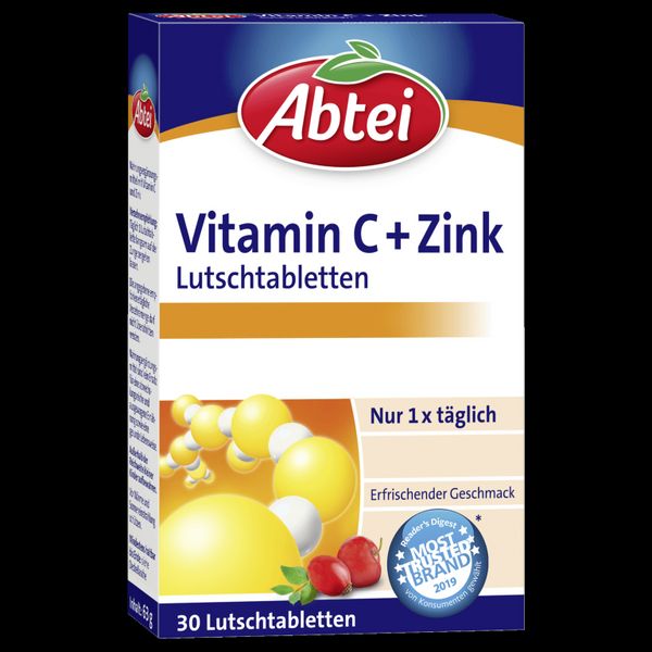 Abtei Vitamin C + Zink Lutschtabletten, 30 St. Tabletten